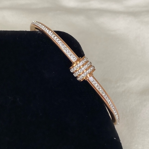 New Rose Gold and Diamond Bangle Stackable Bracelet - Picture 1 of 13